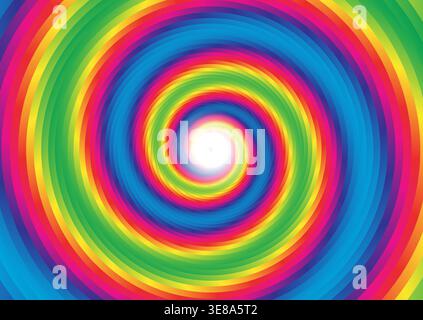 Rainbow coloured psychedelic style vortex background design Stock Vector