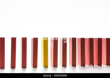 Collection of Wooden Blocks Arranged in a Line Showcasing Different Colors and Patterns Stock Photo