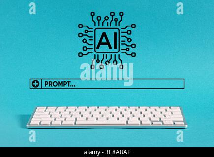 Artificial intelligence prompt for machine learning development Stock Photo