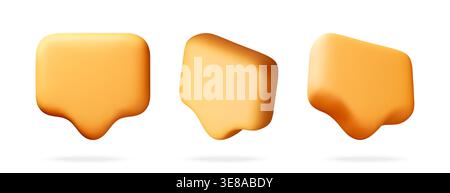 Three yellow 3d speech bubbles for communication Stock Vector