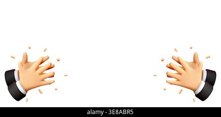 3d cartoon hands clapping Stock Vector