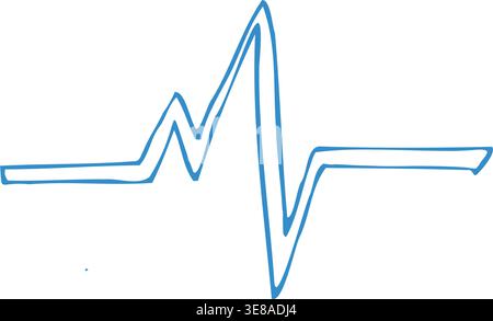 Vector Illustration heart pulse, line medical cardiology symbol, vector beat doodle icon. Hand drawn Electrocardiogram vector outline icon. Stock Vector