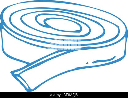 Hand drawn medical tape roll in doodle outline style. Simple linear vector illustration of adhesive bandage for healthcare and first aid isolated on w Stock Vector