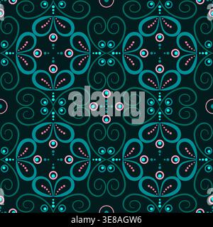 square pattern of blue elements on dark background Stock Vector