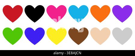 Set of Heart Shapes for Valentine's Day or Wedding Day. Love Symbol. Vector Illustration. Stock Vector