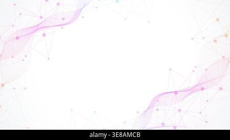 Abstract technology connect background lines and dots with hexagons. Modern hexagons technology concept design background. Vector illustration. Stock Vector