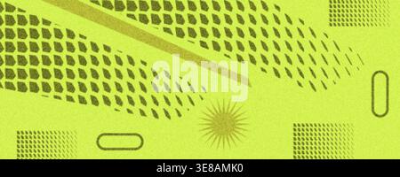 Modern and Dynamic Abstract Geometric Background with Halftone Dots Transition and Geometric Shapes. Sport Banner or Poster Backdrop Design Stock Vector