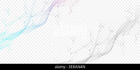 Geometric abstract background with connected line and dots. Structure molecule and communication. Big Data Visualization. Medical, technology, science Stock Vector