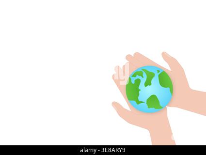 Hand Holding Earth. Save the World. Save Energy. Eco Friendly and Green Energy Concept. Stock Vector