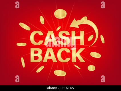 Cash Back or Money Refund. Cash Back Offer for Discount. Online Shopping Concept. Vector Illustration. Stock Vector