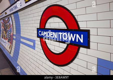 Camden Town, London underground station sign. London, UK, 26 December 2023 Stock Photo