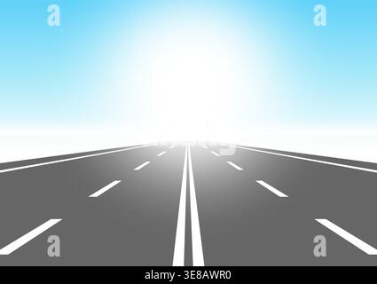 Asphalt Highway Road or Empty Road. Vector Illustration. Stock Vector