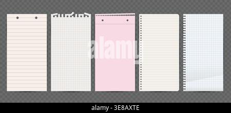 Notebook Paper Page Set. Vector Design. Stock Vector