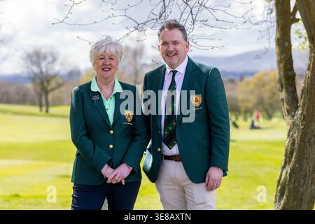 Holywood Golf Club ladies captain Kathy Mackey (left) and men's captain  Kieran Diver pictured at Holywood Golf Club in County Down, Northern  Ireland. Rory became only the fourth man to win back-to-back