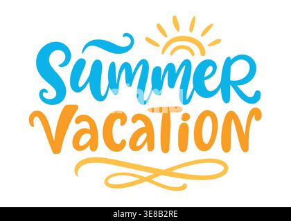 Summer Vacation hand written lettering logo Stock Vector