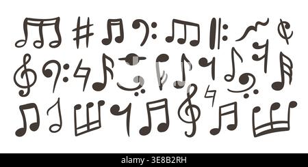 Music doodle elements set with notes and symbols Stock Vector