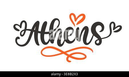 Athens Greece hand lettering modern calligraphy Stock Vector