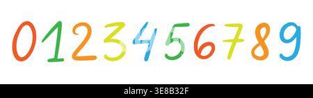 Colorful numbers set from 0 to 9 in simple style Stock Vector