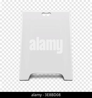 Sandwich white board front view realistic vector mock-up. Blank A-frame advertising display mockup. Outdoor sidewalk sign template for design Stock Vector