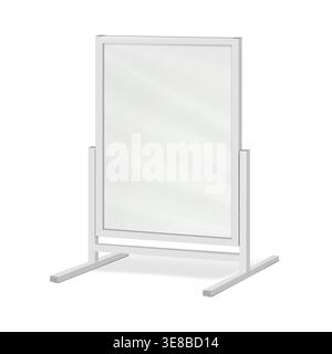 Sidewalk advertising poster sign holder stand realistic vector mock-up. Floor standing blank white display board mockup. Template for design Stock Vector