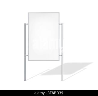 Outdoor sign vector mock-up. Blank white billboard mockup. Empty street advertising banner. Template for design Stock Vector