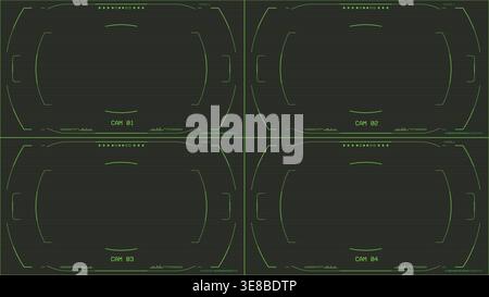 Set of futuristic CCTV overlay Stock Vector
