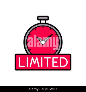 Red Timer Icon with LIMITED Text for Flash Deal Promotion Vector Illustration Stock Vector