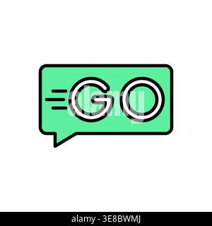 Green Action Label with GO Text and Speed Lines in Dynamic Style Vector Illustration Stock Vector