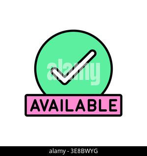 Pastel AVAILABLE Tag with Checkmark and Green Background Vector Illustration Stock Vector