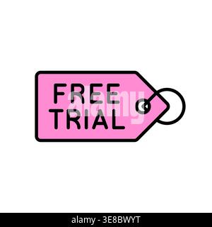 Promotional FREE TRIAL Label in Pink Tag with Ring Element Vector Illustration Stock Vector
