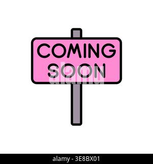 Pink COMING SOON Promotional Sign with Bold Typography Vector Illustration Stock Vector