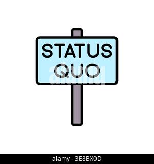STATUS QUO Stability Icon on Pale Blue Signpost in Flat Style Vector Illustration Stock Vector