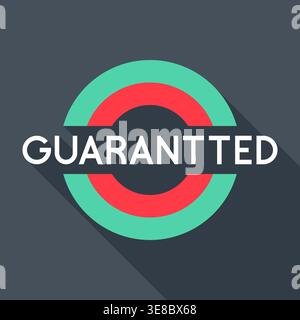 Guaranteed Circular Badge with Long Shadow in Red and Green Vector Illustration Stock Vector