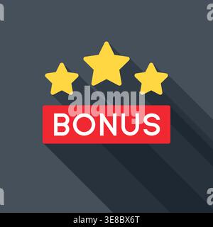 Bonus Badge with Three Gold Stars on Dark Background Vector Illustration Stock Vector