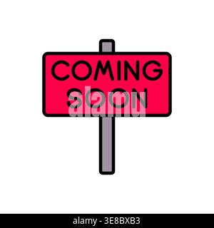 Red COMING SOON Promotional Sign with Bold Typography Vector Illustration Stock Vector
