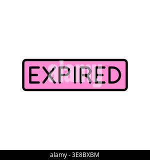 Expired Label Tag with Bold Sans Text in Pink Rectangle Vector Illustration Stock Vector