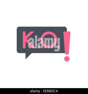 K.O. Badge in Black Speech Bubble with Pink Accent Vector Illustration Stock Vector
