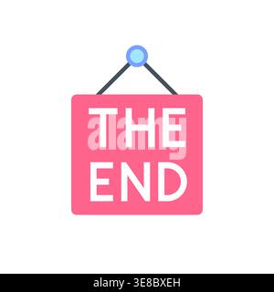 Hanging Pink The End Sign with White Background Vector Illustration Stock Vector