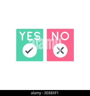 YES NO Check and Cross Decision Options in Square Icons Vector Illustration Stock Vector