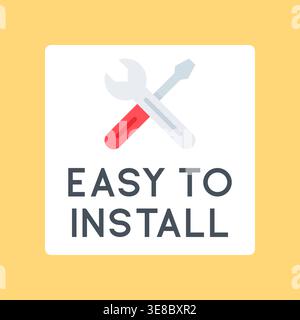 EASY TO INSTALL Toolkit Icon with Wrench and Screwdriver Vector Illustration Stock Vector