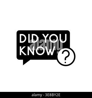 Minimal vector icon of a speech bubble featuring DID YOU KNOW? message in clear bold font with question mark Stock Vector