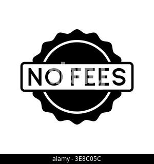 No Fees Badge with Ribbon Seal Style Vector Illustration Stock Vector