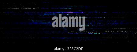 Digital glitch texture with pixelated noise effect. Vector realistic illustration of abstract video rewind pattern on black screen background, static noise overlay, retro tv display, signal distortion Stock Vector