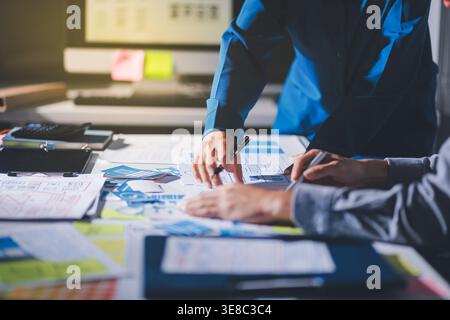 Team of Program Developer Collaborating on UXUI Design Planning in a Modern Office Environment Stock Photo