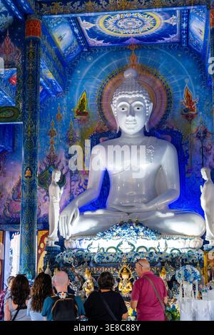 Photograph of the Rong Suea Ten Temple, Chiang Rai, Thailand, on a beautiful morning. Stock Photo