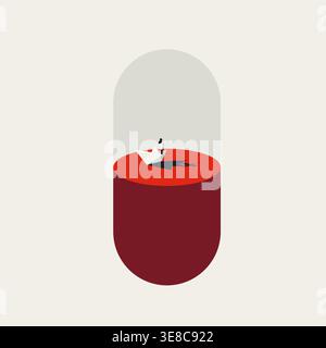 Female doctor silhouette sailing a paper boat inside a giant medical pill for new drug research and pharmacology innovation. Stock Vector