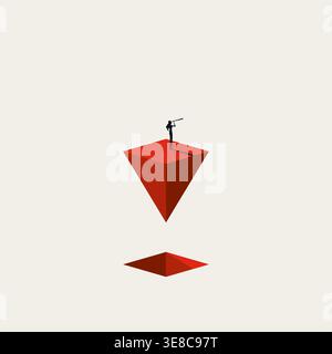 Business Woman Leader Vision Visionary Telescope Pyramid Takeoff Minimal Vector Concept Illustration Stock Vector