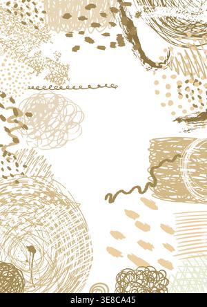 Beige abstract background A4. Hand drawn. Not AI, vector illustration. Stock Vector