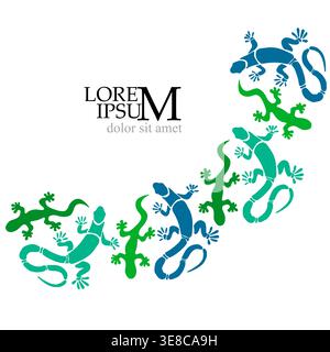 Lizards abstract frame. Hand drawn. Not AI, vector illustration. Stock Vector