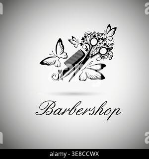 Hairdressing salon logo, Hand drawn. Not AI, vector illustration. Stock Vector